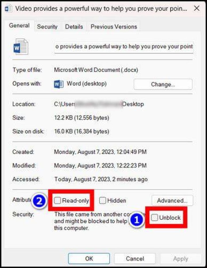 How do I unblock a purchase on Microsoft Word?