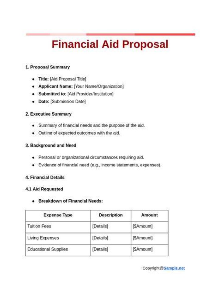 How do I write a financial assistance proposal?