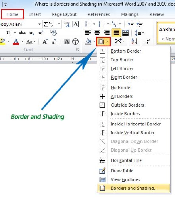 How do you do borders and shading in Word?