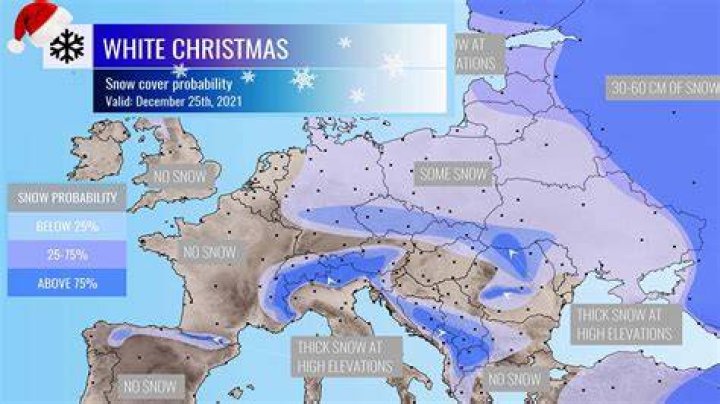 Where in Europe has snow Christmas?